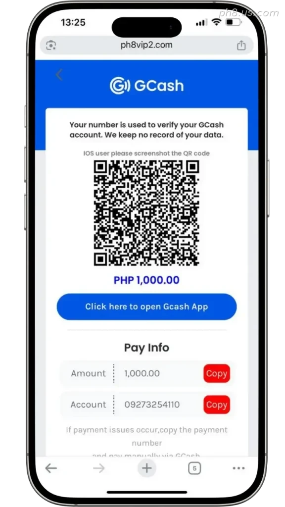 Ph8 Deposito Gcash account